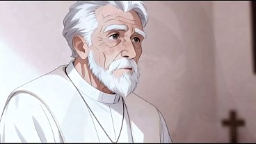 THE NUN AND SEX. OLD MAN WITH YOUNG WOMAN. AI GENERATED