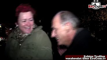German ugly redheaded housewife from the street fucked by grandpa